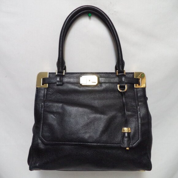 Michael Kors Vintage Pebbled Leather shoulder tote bag purse black w/Key satchel - Picture 1 of 16